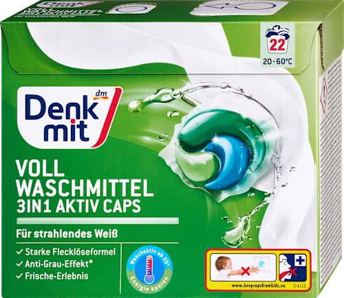 Detergent capsule 3în1 pentru rufe albe 22 spălări Denkmit