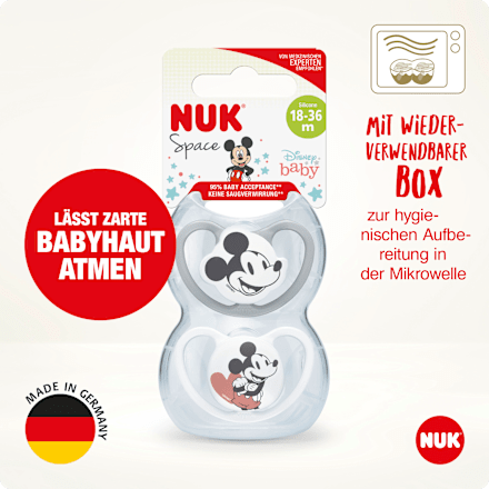 Schnuller Space Mickey grau/weiß 18-36 Monate NUK