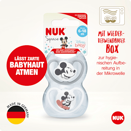 Schnuller Space Mickey grau/weiß 6-18 Monate NUK