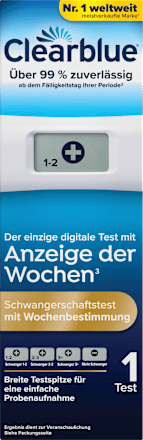 Schwangerschaftstest mit digitaler Anzeige der Woche Clearblue