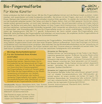 Fingermalfarbe Set 4tlg. Grünspecht