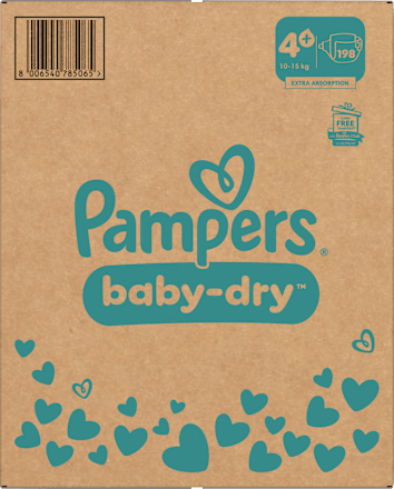 Windeln Baby Dry Gr.4+ Maxi Plus (10-15 kg), Monatsbox Pampers