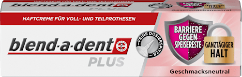 Haftcreme Plus Barriere gegen Speisereste geschmacksneutral blend-a-dent
