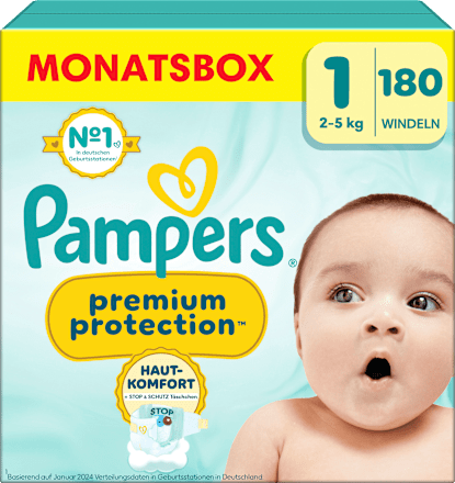 Windeln Premium Protection Gr. 1 Newborn (2-5 kg) Monatsbox Pampers