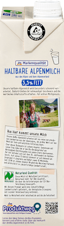 Milch, haltbare Alpenmilch 3,5% Fett dmBio