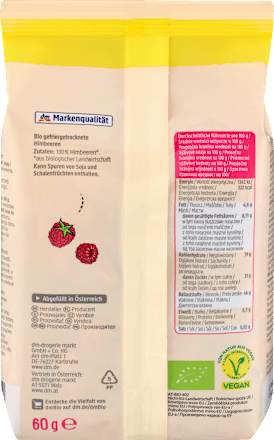 Trockenfrüchte, Himbeeren gefriergetrocknet dmBio