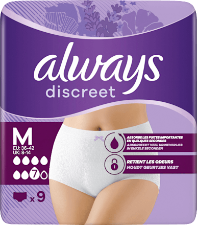 discreet Pants Inkontinenz Plus Gr. M, Vorteilspack (4x9 St) always
