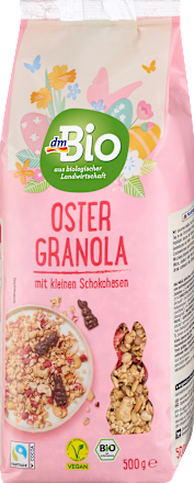 Bio pečeni muesli s čokoladnimi liki in liofiliziranimi koščki jagod dmBio