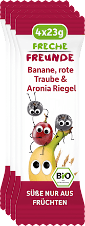 Fruchtriegel mit Getreide Banane, Rote Traube & Aronia ab 1 Jahr, (4x23 g) Freche Freunde
