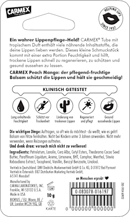 Lippenpflege Peach Mango Tube Carmex
