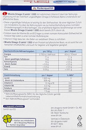Omega-3-laneno olje 1.000 v obliki kapsul Mivolis