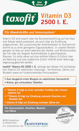 Vitamin D3 2500 I.E. Tabletten 50 St taxofit