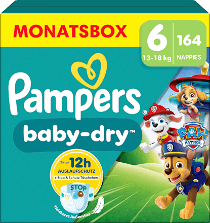 Windeln Baby Dry Gr.6 (13-18 kg) Limited Edition Paw Patrol, Monatsbox Pampers