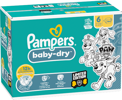 Windeln Baby Dry Gr.6 (13-18 kg) Limited Edition Paw Patrol, Monatsbox Pampers