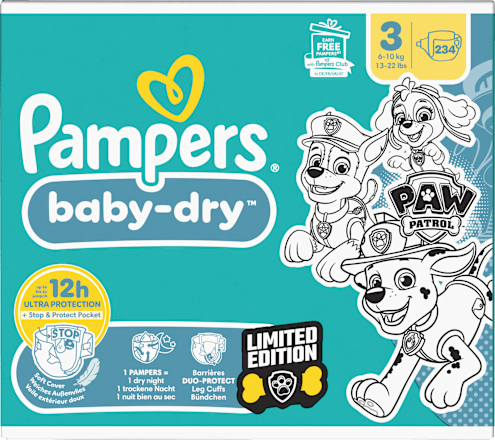 Windeln Baby Dry Gr.3 (6-10 kg) Paw Patrol, Monatsbox Pampers