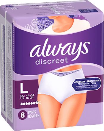 discreet Pants Inkontinenz Plus Gr. L, Vorteilspack (4x8 St) always