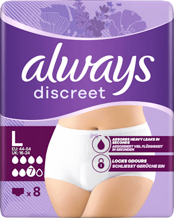 discreet Pants Inkontinenz Plus Gr. L, Vorteilspack (4x8 St) always
