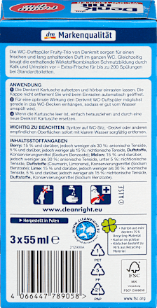 WC-öblítő és -illatosító kosárral Fruity-Trio, bogyós gyümölcs, dinnye és lime illattal Denkmit