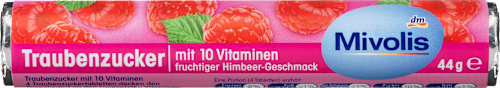 Hroznový cukor s 10 vitamínmi, malina Mivolis