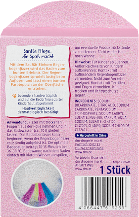 Kinder Badezusatz Regenbogen Badefizzer Einhorn SauBär