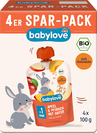 Bio sadni žepek z okusom jabolka, breskve in ovsa, 4 x 100 g babylove