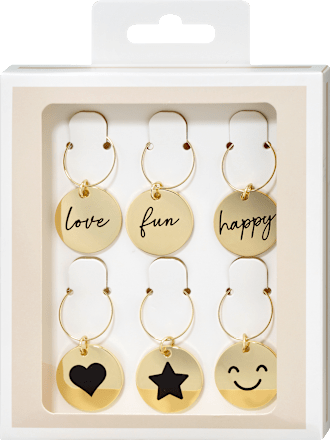 Glasmarkierer-Set aus Metall, gold (2,5x0,2 cm) dm home