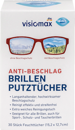Vlažni robčki za čiščenje očal za preprečevanje rosenja stekel visiomax