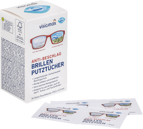 Vlažni robčki za čiščenje očal za preprečevanje rosenja stekel visiomax