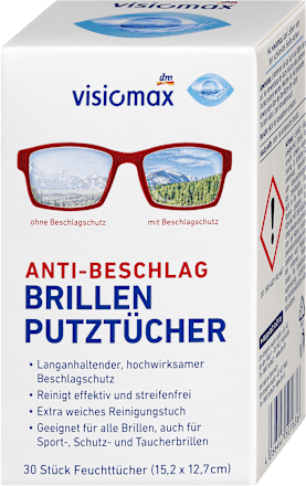 Vlažni robčki za čiščenje očal za preprečevanje rosenja stekel visiomax
