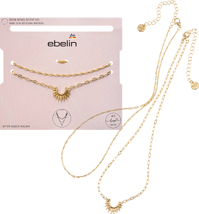 Halsketten reycelt Sonnen-Anhänger, Gold-Optik ebelin