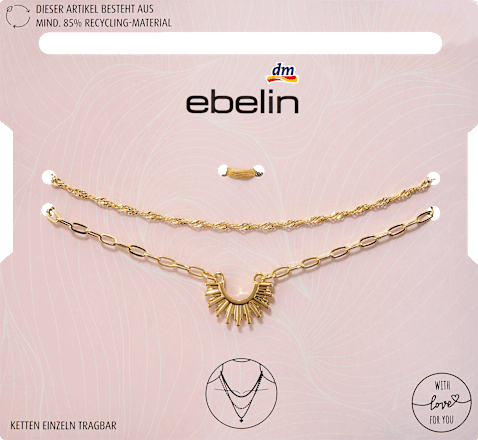 Halsketten reycelt Sonnen-Anhänger, Gold-Optik ebelin