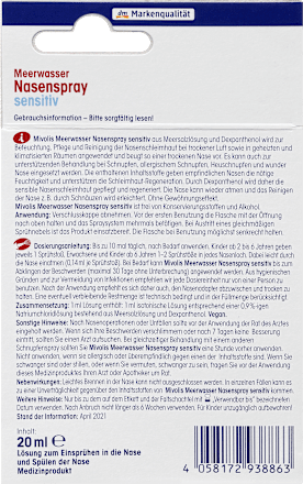 Woda morska w sprayu do nosa sensitive Mivolis