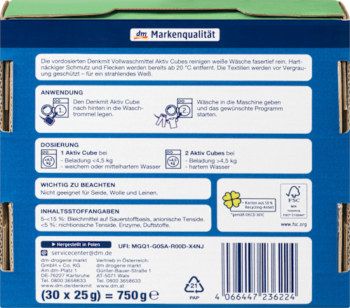 Vollwaschmittel Aktiv Cubes Denkmit