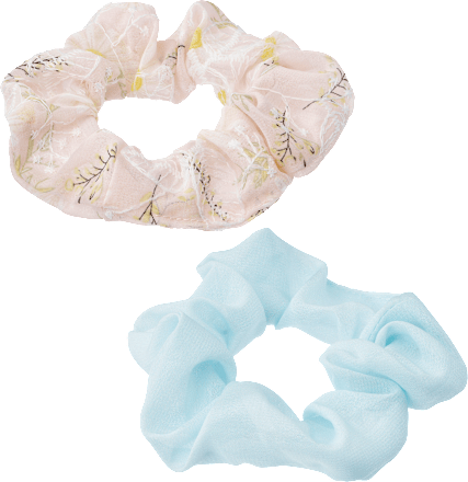 Scrunchies hellblau und weiß-bestickt ebelin