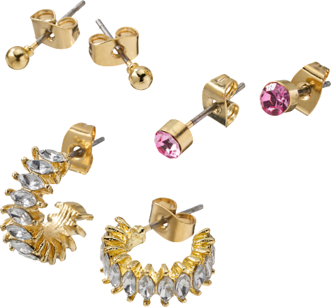 Ohrstecker Strass, Gold-Optik ebelin