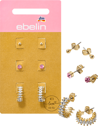 Ohrstecker Strass, Gold-Optik ebelin