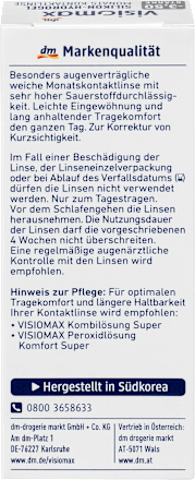 Soczewka kontaktowa miesięczna Silikon-Hydrogel, moc: - 3,5 VISIOMAX