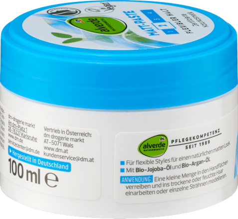 Мat vosek za lase z bio jojobinim in arganovim oljem alverde NATURKOSMETIK