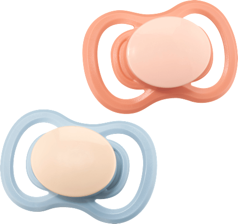 Schnuller Air Silikon, symmetrisch, rosa/blau, 0-6 Monate babylove