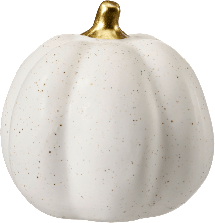 Keramikkürbis mit goldenem Stiel, weiß, klein Dekorieren & Einrichten