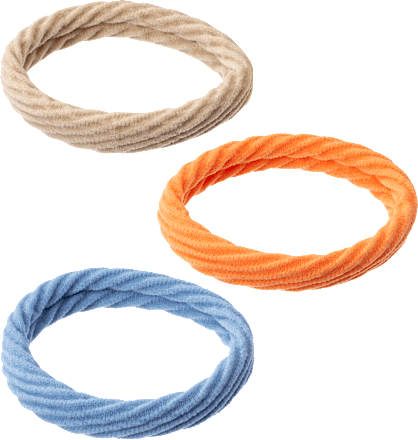 Haargummis strukturiert beige, orange, blau ebelin