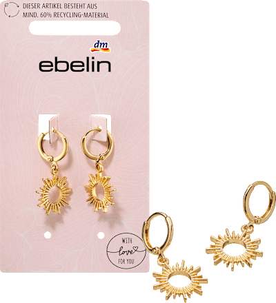 Creolen recycelt Sonnen-Anhänger, Gold-Optik ebelin