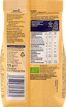 Bio piškoti za dojenčke iz pšenične moke z vaniljo, 1 leto + babylove