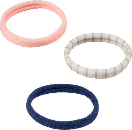 Haargummis recycelt, blau/gestreift/apricot ebelin