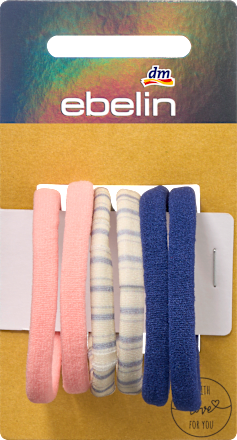 Haargummis recycelt, blau/gestreift/apricot ebelin