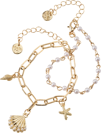 Armbänder mit Perlen & Muscheln, Gold-Optik ebelin