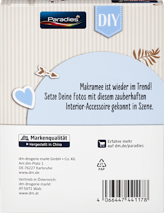 Makramee-Fotohalter für 3 Fotos 10x15 cm Paradies