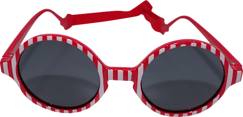 Sonnenbrille für Kinder mit rot-weißem Streifenmuster mit Kopfband und schwarze Tönung SUNDANCE
