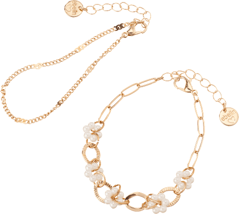 Armbänder Blumen & Perlen, Gold-Optik ebelin