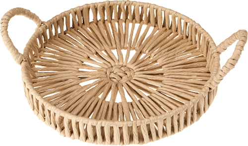 Tablett mit Henkeln aus Bast, rund (32 cm) Dekorieren & Einrichten